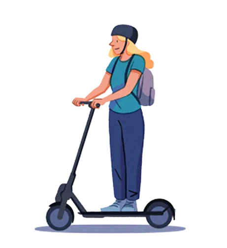 Illustration of a person riding a personal mobility vehicle