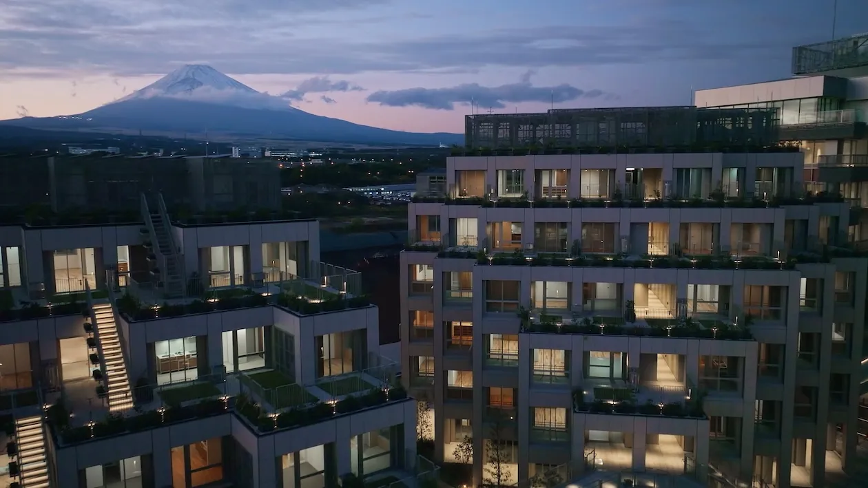 Woven City with Mt. Fuji in the background