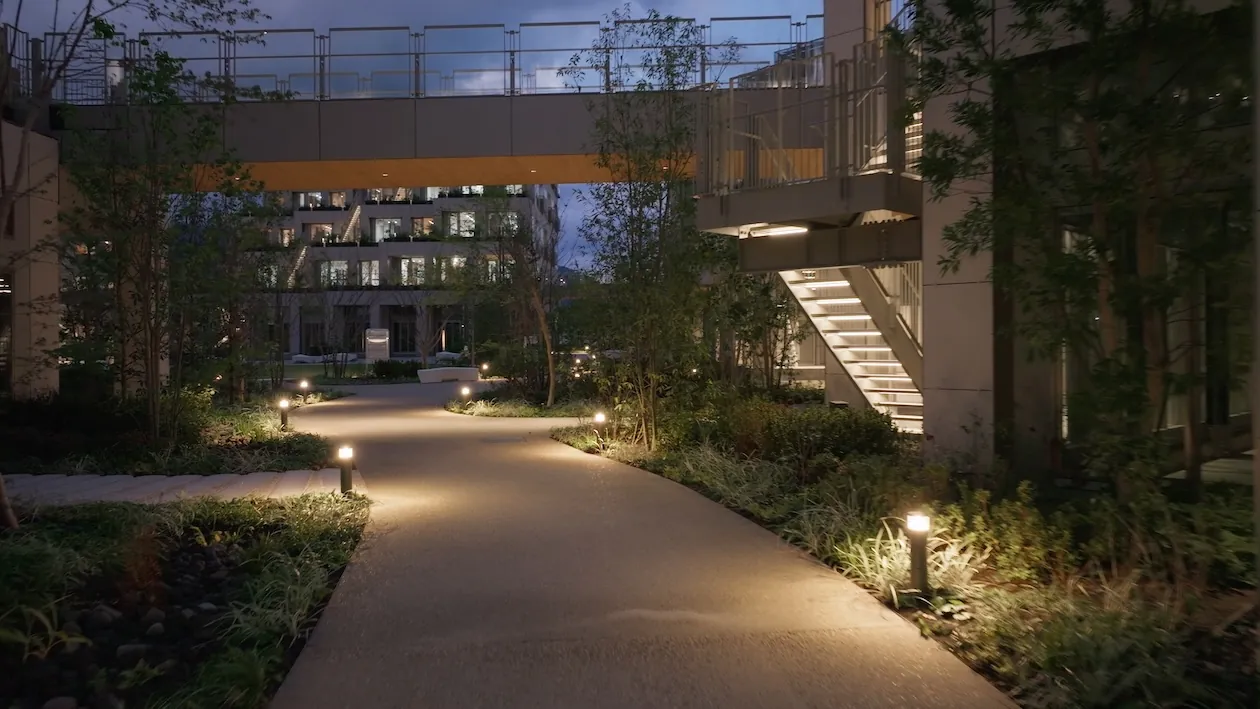 Brightly lit walkways in Woven City