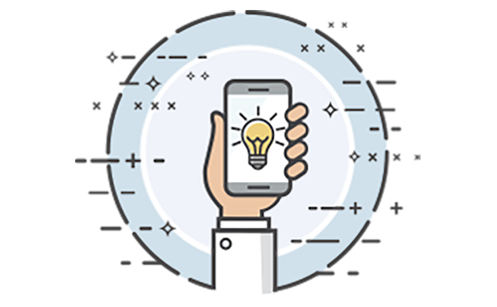 Illustration of a hand holding a smartphone